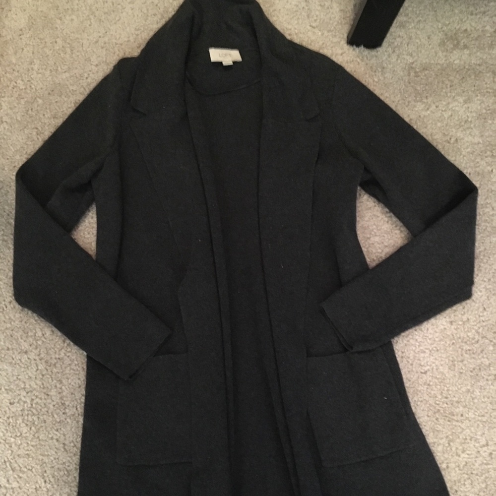 Loft outlet cardigan blazer charcoal grey xs
